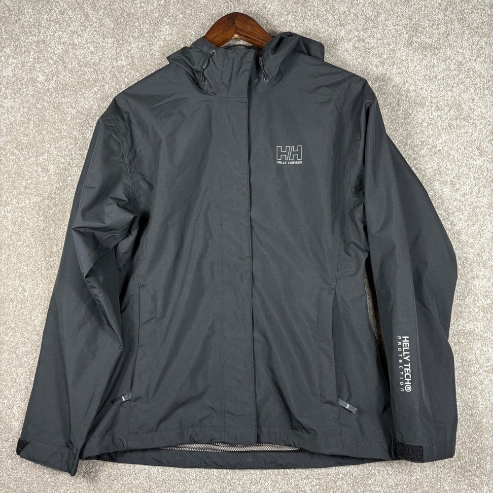 Helly Hansen Seven J Rain Jacket Womens Medium Black Helly Tech Hooded Shell